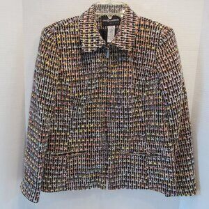 Sag Harbor Petite Full Zip Rainbow Confetti Vintage Tweed Blazer/Jkt Size 10P